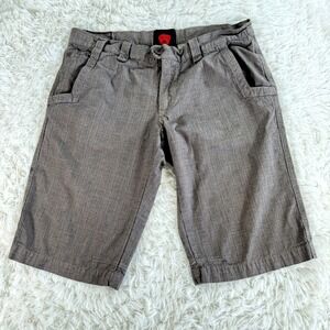 Vintage Strellson Mens Brown Plaid Casual Flat Front Shorts Size 36 90s Y2K Sk8